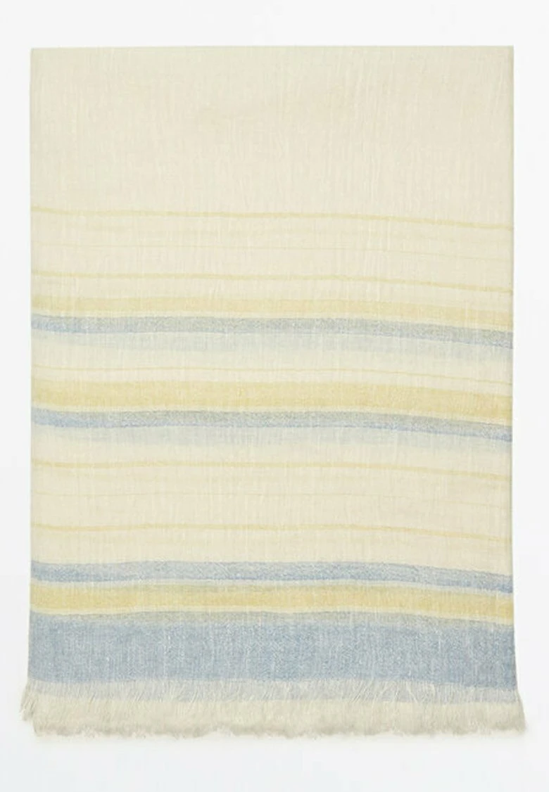 Massimo Dutti Striped - Scarf - White 7 Massimo Dutti Striped - Scarf - White - Image 5