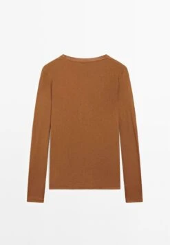 Massimo Dutti WITH NECKLINE - Long Sleeved Top - Ochre -Massimo Dutti Shop 94b904ad7bae41f095ab3bb355699bb8