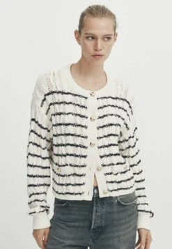 Massimo Dutti Striped Cable - Cardigan - Beige