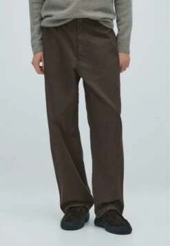 Massimo Dutti WIDE LEG - Trousers - Dark Brown