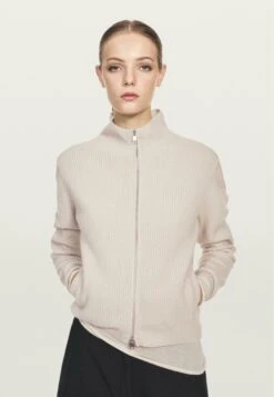 Massimo Dutti ZIP-UP WITH BUTTONS - Cardigan - Beige