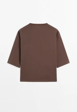 Massimo Dutti OVERSIZE HEAVY WEIGHT - Basic T-shirt - Dark Brown -Massimo Dutti Shop 9576cee218de44c5994923b3ec1de101
