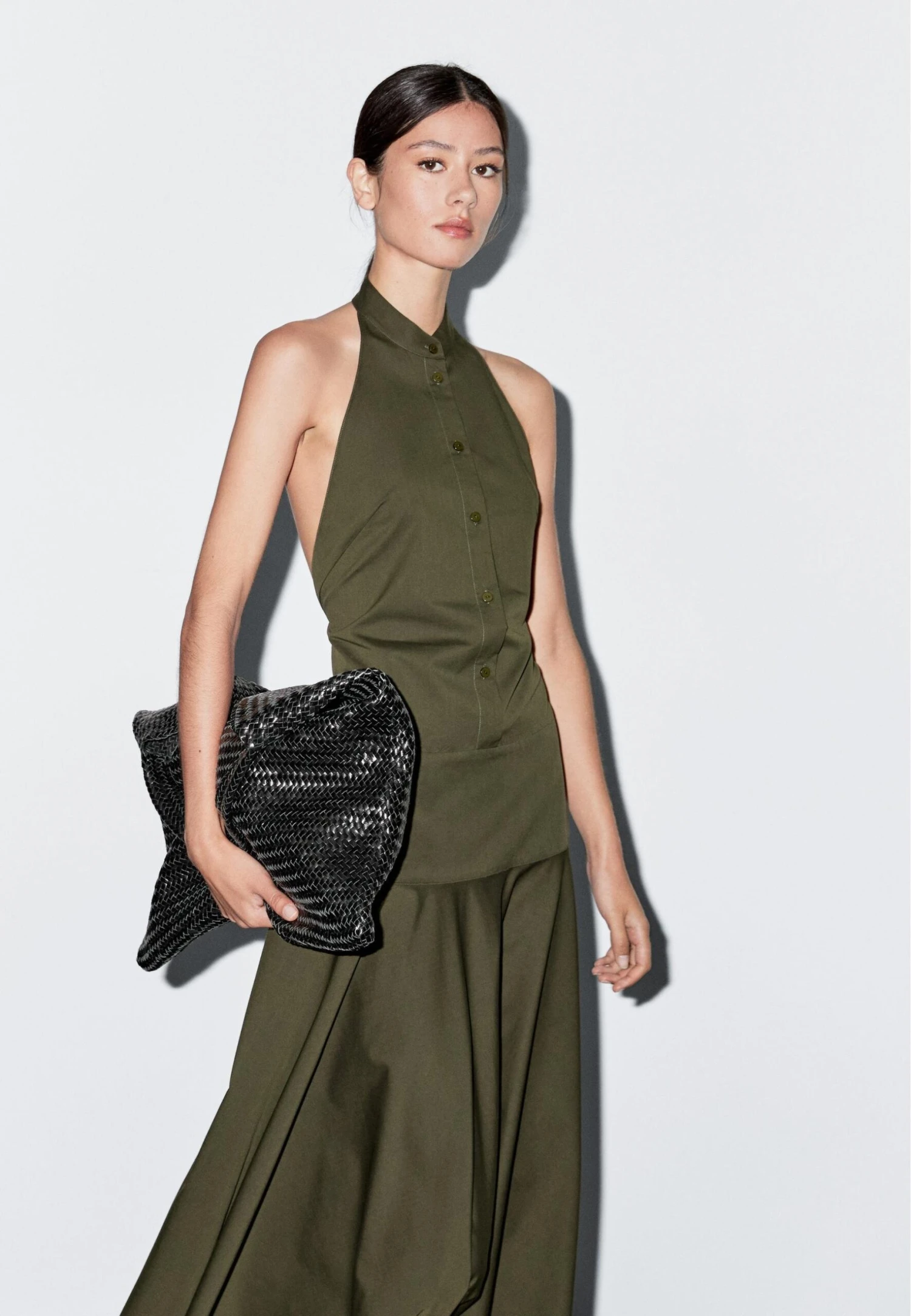 Massimo Dutti LONG HALTER NECK - Maxi Dress - Green 4 Massimo Dutti LONG HALTER NECK - Maxi Dress - Green - Image 2