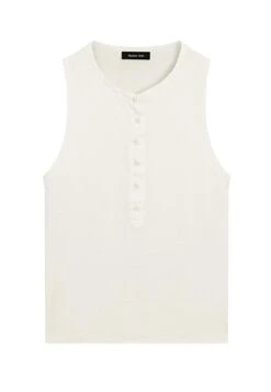 Massimo Dutti SLEEVELESS ROUND BUTTONED NECK - Top - Khaki -Massimo Dutti Shop 960a04b7a26f48a48b075f648ca35431