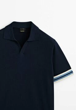 Massimo Dutti Contrast Short Sleeve - Polo Shirt - Blue -Massimo Dutti Shop 962ba3a949b6403eb2fff7e87b41b5ab