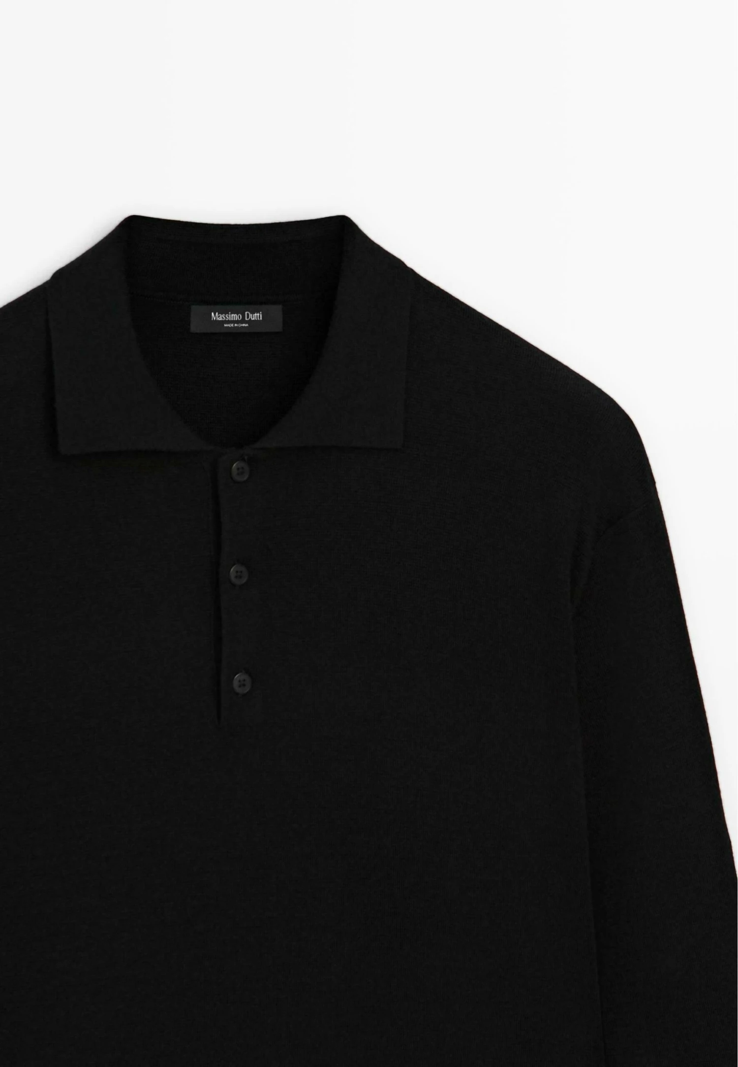 Massimo Dutti LONG SLEEVE POLO COLLAR - Jumper - Black 9 Massimo Dutti LONG SLEEVE POLO COLLAR - Jumper - Black - Image 7