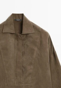 Massimo Dutti GARMENT WITH ZIP ON THE CHEST - Blouse - Dark Brown -Massimo Dutti Shop 968ecbfa0350494e9eaec142de43fea3