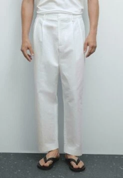 Massimo Dutti BALLOON FIT WITH DOUBLE DARTS - Trousers - White