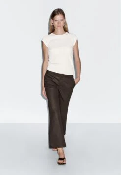 Massimo Dutti FLARE FIT CROPPED - Trousers - Mottled Dark Brown -Massimo Dutti Shop 96e5518a2e2143bba1dff3b6d149d468
