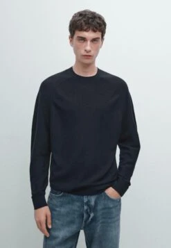 Massimo Dutti RAGLAN SLEEVE SWEATER - Jumper - Dark Blue