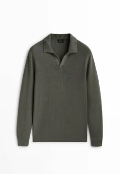 Massimo Dutti Textured- Polo Shirt - Mottled Green -Massimo Dutti Shop 989f06e5741c49ceb8a4030c6d145d3d