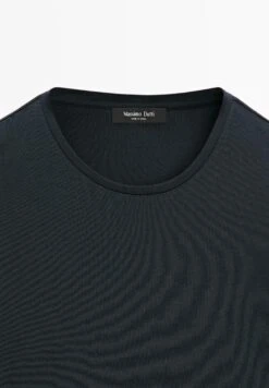 Massimo Dutti SHORT SLEEVE - Basic T-shirt - Dark Blue -Massimo Dutti Shop 98c6fb23eb5c45139432fa4a92d2af7b