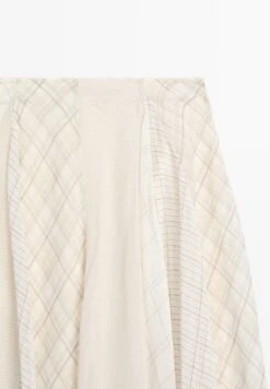 Massimo Dutti ASYMMETRIC CHECK MIDI - Maxi Skirt - White -Massimo Dutti Shop 98e82c9a36af458f83aa8acd56575a74