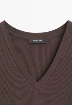 Massimo Dutti V-NECK WITH LONG SLEEVES - Long Sleeved Top - Dark Brown -Massimo Dutti Shop 9910295924a04a81b215055e68ee4abb
