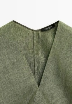 Massimo Dutti SHORT SLEEVE LINEN MIDI - Day Dress - Mottled Dark Green -Massimo Dutti Shop 9934727af5954281b593a791be98b26f