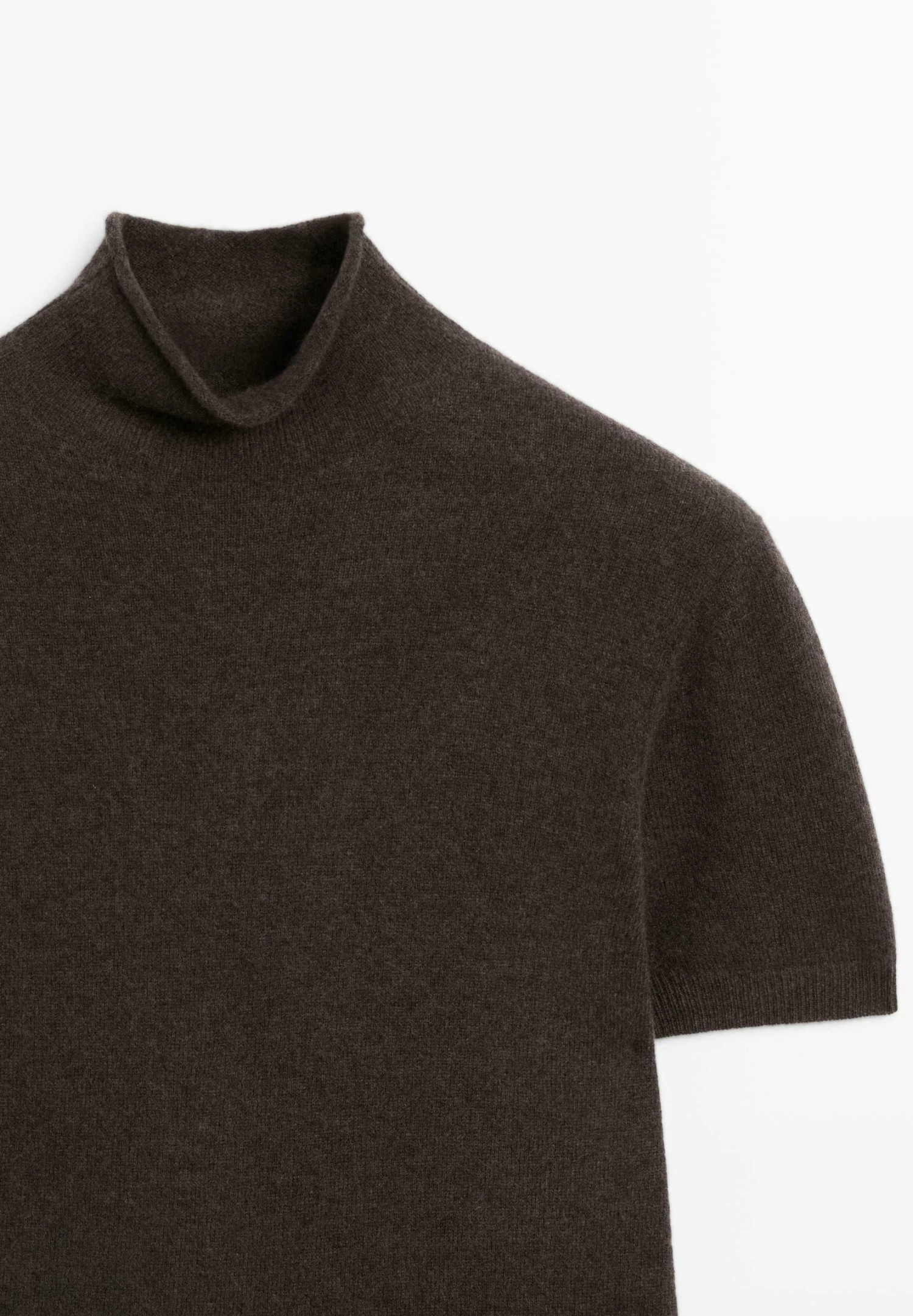Massimo Dutti HIGH NECK WITH SHORT SLEEVE - Basic T-shirt - Mottled Dark Brown 7 Massimo Dutti HIGH NECK WITH SHORT SLEEVE - Basic T-shirt - Mottled Dark Brown - Image 5