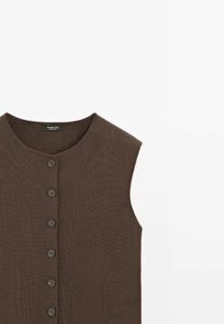 Massimo Dutti TAILORED FIT WITH BUTTONS - Waistcoat - Brown -Massimo Dutti Shop 9956bd249639401fb256a832d3b83a4e