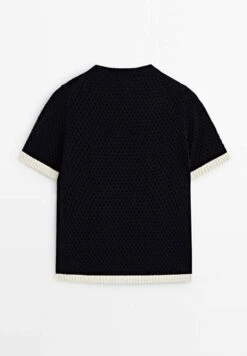 Massimo Dutti Contrast Short Sleeve Open - Jumper - Blue Denim 15 Massimo Dutti Contrast Short Sleeve Open - Jumper - Blue Denim -Massimo Dutti Shop 99a0db7be6f44d63871a5d0aa54d1b78