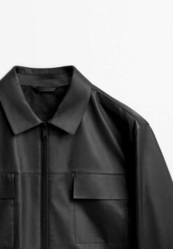 Massimo Dutti With Pockets- Leather Jacket - Black 20 Massimo Dutti With Pockets- Leather Jacket - Black -Massimo Dutti Shop 9a5eacfb6f3e446da0d8acc57eaf6f6b