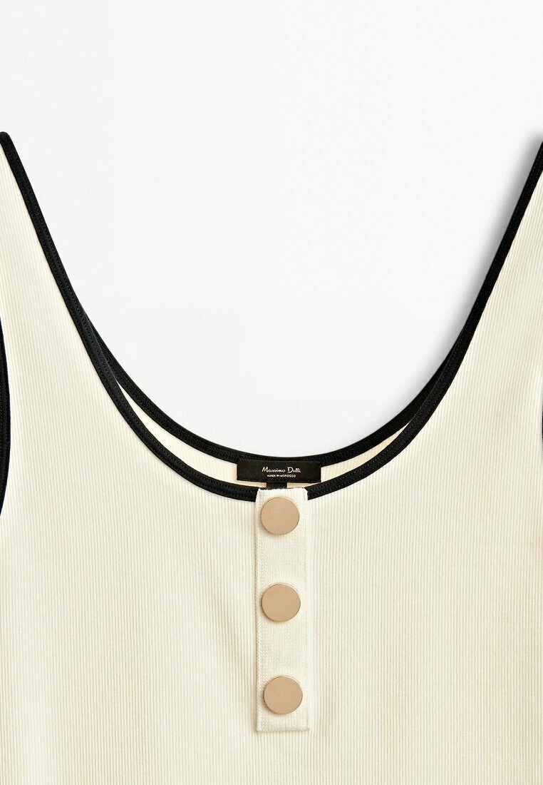 Massimo Dutti Contrast With Straps And Buttons- Top - Beige 7 Massimo Dutti Contrast With Straps And Buttons- Top - Beige - Image 5