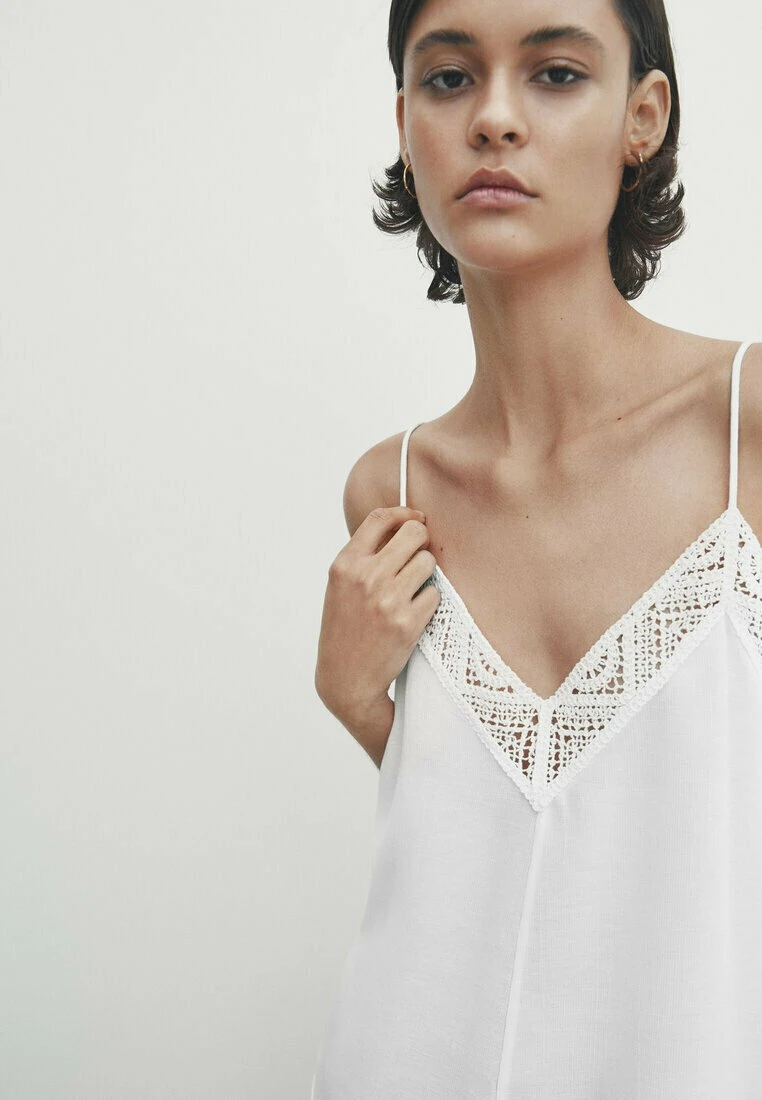 Massimo Dutti Straps With Crochet Detail - Top - White 5 Massimo Dutti Straps With Crochet Detail - Top - White - Image 3