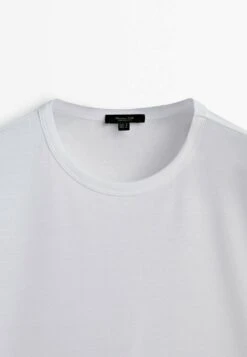 Massimo Dutti Mercerised - Basic T-Shirt - White -Massimo Dutti Shop 9abdf7c5f31b415196efddd75ae041e1