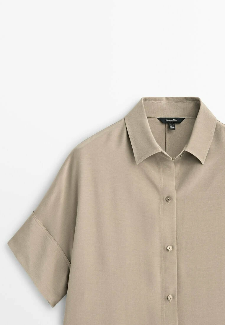 Massimo Dutti Flowing - Button-Down Blouse - Beige 8 Massimo Dutti Flowing - Button-Down Blouse - Beige - Image 6