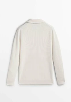 Massimo Dutti Textured Mock Neck With Zip - Jumper - Beige -Massimo Dutti Shop 9b2b16dcda1444349de3ce11b7134bd6