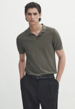 Massimo Dutti Smocked - Polo Shirt - Mottled Brown