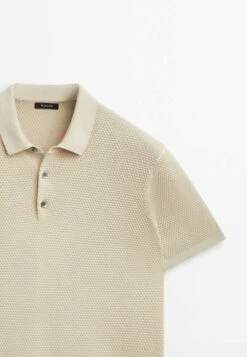 Massimo Dutti Textured Short Sleeve - Polo Shirt - Stone -Massimo Dutti Shop 9bcb8ccf2a2f4a2e90823525c9072e87