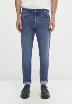 Massimo Dutti Stonewash - Slim Fit Jeans - Blue