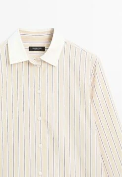 Massimo Dutti STRIPED WITH CONTRAST DETAIL - Button-down Blouse - Beige -Massimo Dutti Shop 9bdc2a85e5894defa97b0eeb55704013