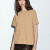 Massimo Dutti CREW NECK WITH SHORT SLEEVES - Basic T-shirt - Camel -Massimo Dutti Shop 9bfab4ed391146da951813a28aa58e3b