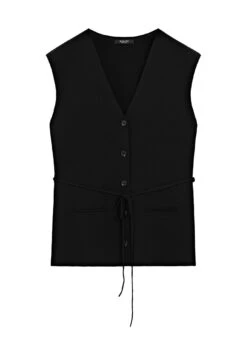 Massimo Dutti BUTTONED V-NECK - Waistcoat - Black -Massimo Dutti Shop 9c2ed1f39cf848d49fa40f7ed057d111