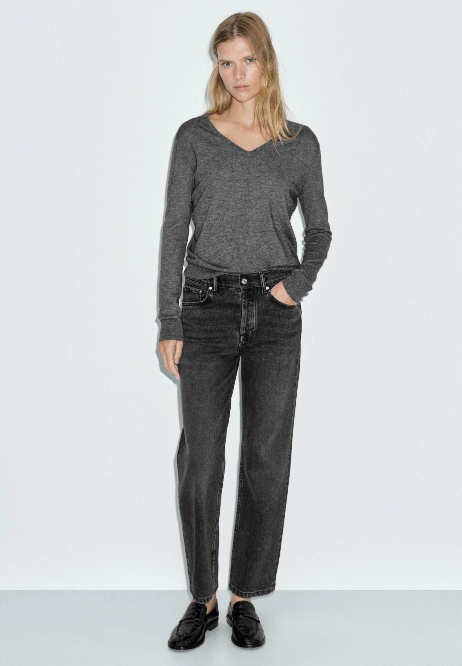 Massimo Dutti STRAIGHT-LEG HIGH-WAIST - Straight Leg Jeans - Black 8 Massimo Dutti STRAIGHT-LEG HIGH-WAIST - Straight Leg Jeans - Black - Image 6