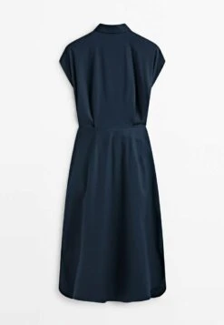 Massimo Dutti Poplin With Knot Detail- Shirt Dress - Dark Blue -Massimo Dutti Shop 9c83bfe8c7944d87ae2736dab915aef0