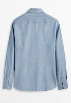 Massimo Dutti Chambray - Shirt - Light Blue -Massimo Dutti Shop 9c89b4273437434cb9beea26a50d7c06