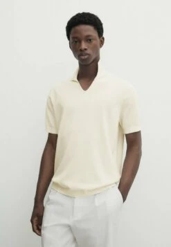 Massimo Dutti Milano Short Sleeve- Polo Shirt - Beige