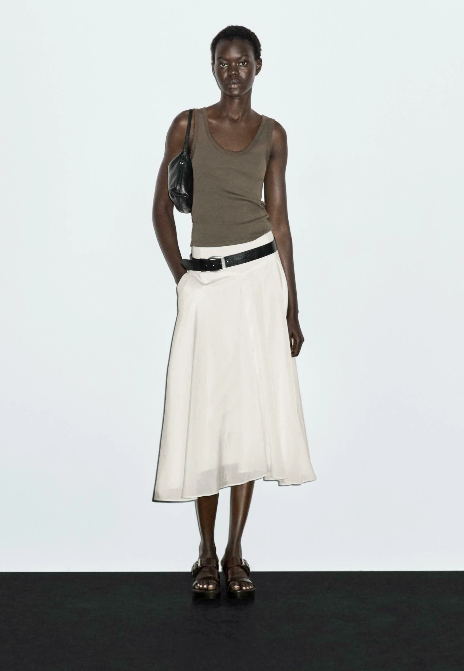 Massimo Dutti MIDI WITH YOKE AND FLOUNCE - A-line Skirt - Beige 7 Massimo Dutti MIDI WITH YOKE AND FLOUNCE - A-line Skirt - Beige - Image 5