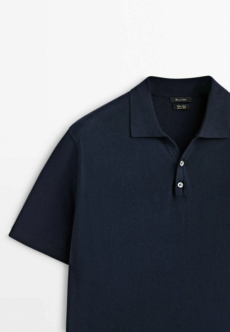 Massimo Dutti With V-Neck And Buttons - Polo Shirt - Blue 9 Massimo Dutti With V-Neck And Buttons - Polo Shirt - Blue - Image 7