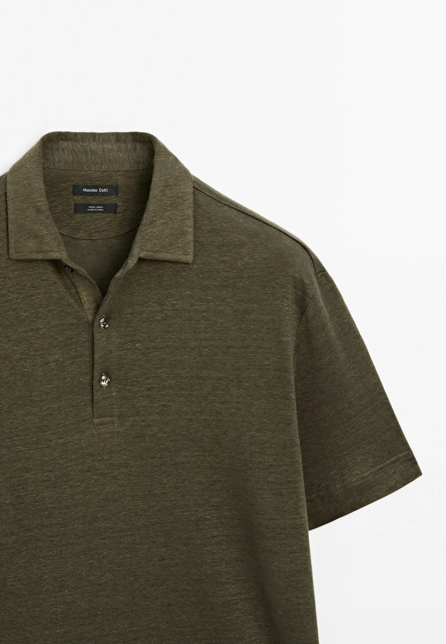 Massimo Dutti LIGHTWEIGHT SHORT SLEEVE POLOC NECK - Polo Shirt - Khaki 5 Massimo Dutti LIGHTWEIGHT SHORT SLEEVE POLOC NECK - Polo Shirt - Khaki - Image 3