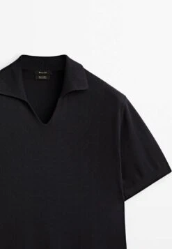 Massimo Dutti Milano Short Sleeve- Polo Shirt - Blue Black Denim -Massimo Dutti Shop 9dc6aad7b06f41dfa1f02d0d8e457508