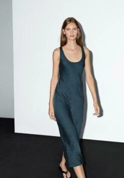 Massimo Dutti STRAPPY ROUND NECK - Day Dress - Mottled Dark Green -Massimo Dutti Shop 9dcaa80bd9b54a12a3cb82af25395a81