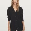 Massimo Dutti BUTTONED OVERSIZE WITH V-NECK - Cardigan - Black -Massimo Dutti Shop 9dd8fd3bcfc94eefac74990ecdb6a288