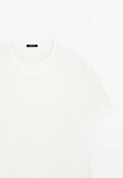 Massimo Dutti ROUNDED COLLAR LIGHTWEIGHT - Basic T-shirt - White -Massimo Dutti Shop 9ddf60af47d94072b51096c362c7c105