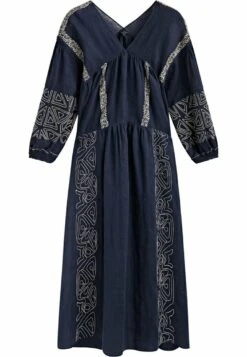 Massimo Dutti Blend Midi With Embroidery Detail - Day Dress - Dark Blue -Massimo Dutti Shop 9df4eb6a147e4b53977328acd84fe681