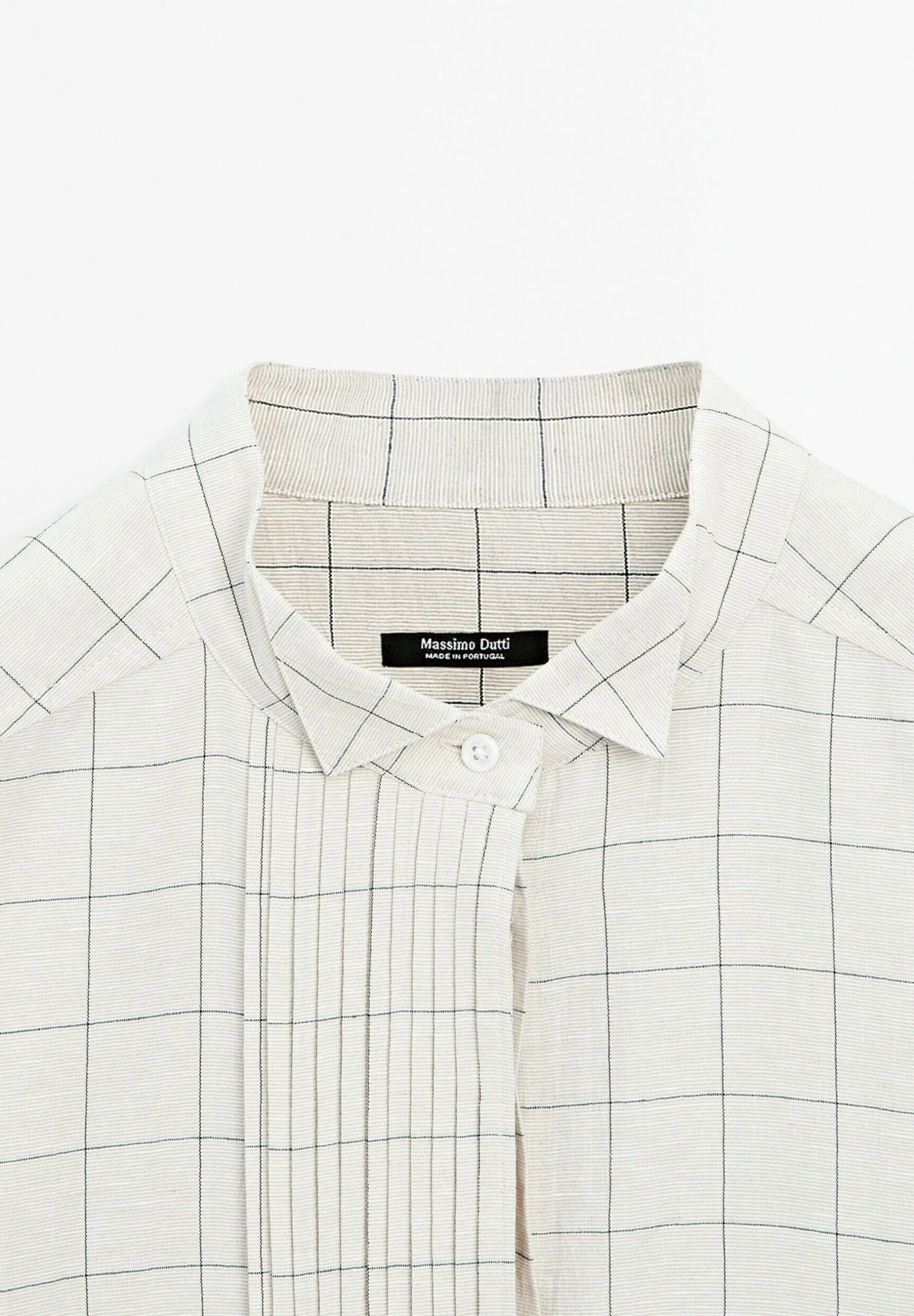 Massimo Dutti CHECK GARMENT WITH PINTUCKS - Button-down Blouse - Beige 10 Massimo Dutti CHECK GARMENT WITH PINTUCKS - Button-down Blouse - Beige - Image 8