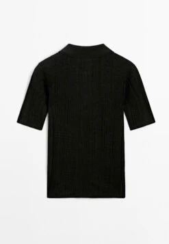 Massimo Dutti SHORT SLEEVE WITH RIBBED DETAIL - Polo Shirt - Black -Massimo Dutti Shop 9e09160dc06a4ff2a415b6d97627370e