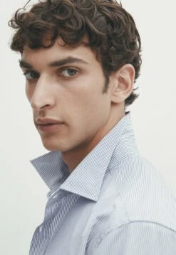 Massimo Dutti Micro-Stripe Two-Ply - Formal Shirt - Light Blue -Massimo Dutti Shop 9e2698043a4448ba8d1060b47d1ef392