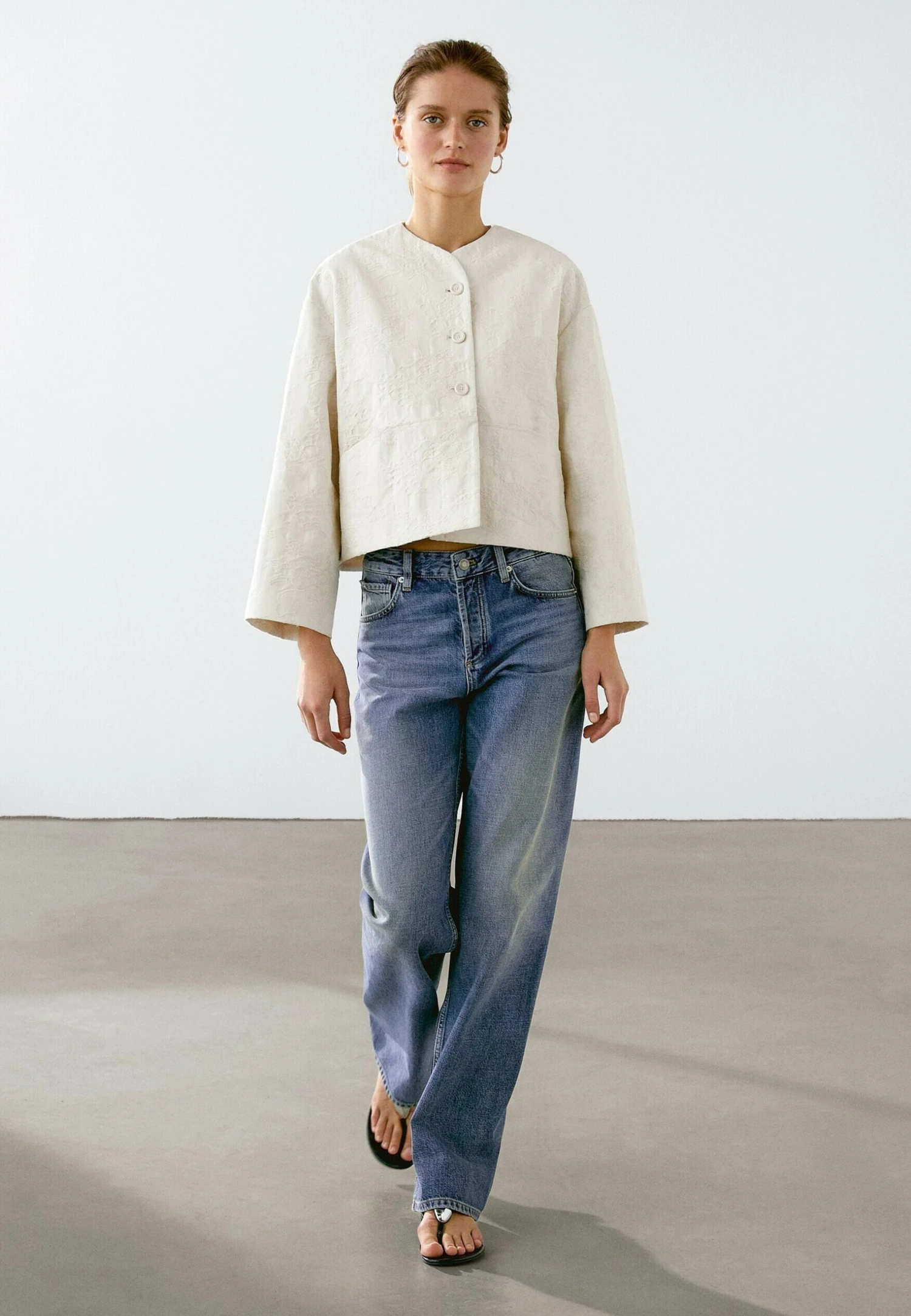 Massimo Dutti FLORAL FABRIC - Summer Jacket - Beige 3 Massimo Dutti FLORAL FABRIC - Summer Jacket - Beige